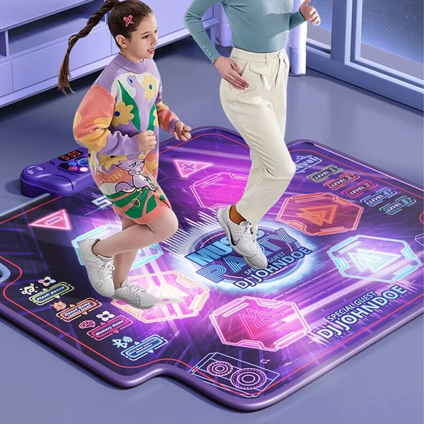 Electronic Dance Mat with Glowing Light up 6 Button Interactive Music Dance Mixer Rhythm Step Play Mat with 7 Game Modes for Boy and Girl