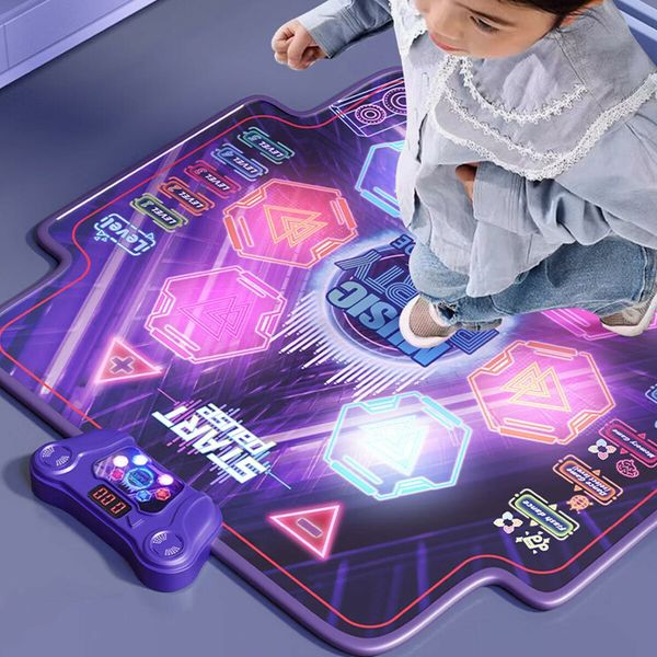 Electronic Dance Mat with Glowing Light up 6 Button Interactive Music Dance Mixer Rhythm Step Play Mat with 7 Game Modes for Boy and Girl