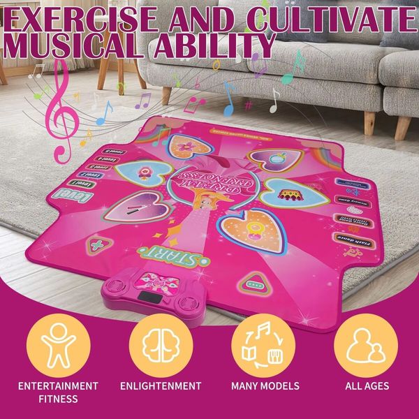 Electronic Dance Mat with Glowing Light up 6 Button Interactive Music Dance Mixer Rhythm Step Play Mat with 4 Game Modes for Boy and Girl