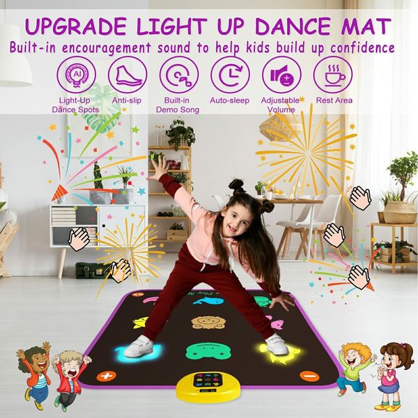 Dance Mat for Kids 8-Button Light Up Dance Floor Mat 5 Game Modes Musical Mat with Adjustable Volume,Birthday Present Toys for 3+ Year Old