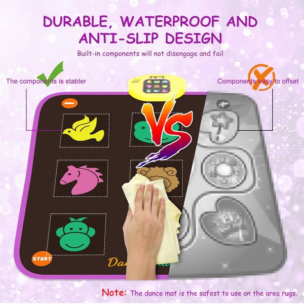 Dance Mat for Kids 8-Button Light Up Dance Floor Mat 5 Game Modes Musical Mat with Adjustable Volume,Birthday Present Toys for 3+ Year Old