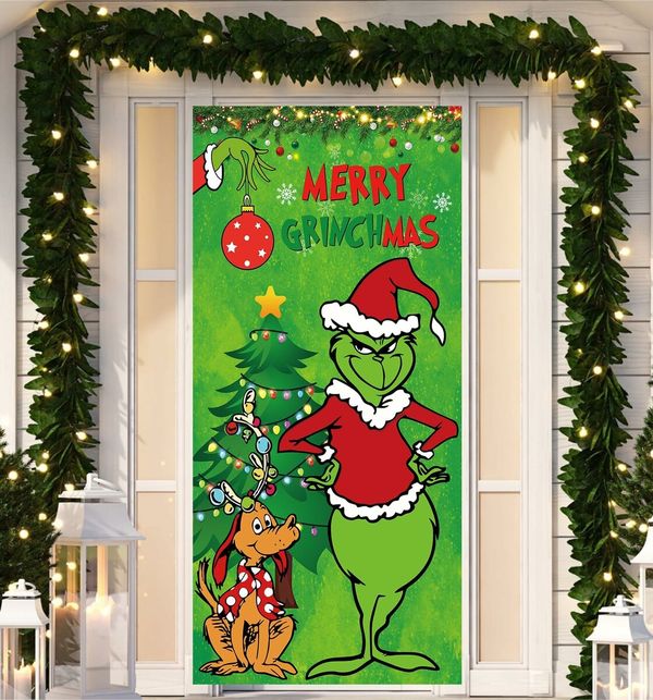 Christmas Decorations Christmas Decor Door Cover Xmas Porch Door Sign Welcome Banner for Indoor Outdoor Wall Home, 90 x 200 cm