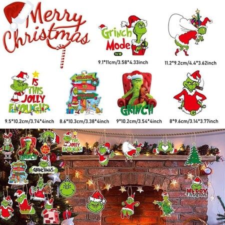 24 Pcs Christmas Ornaments for Christmas Tree,Double-Side Christmas Decorations for Christmas Tree Indoors Home Decor