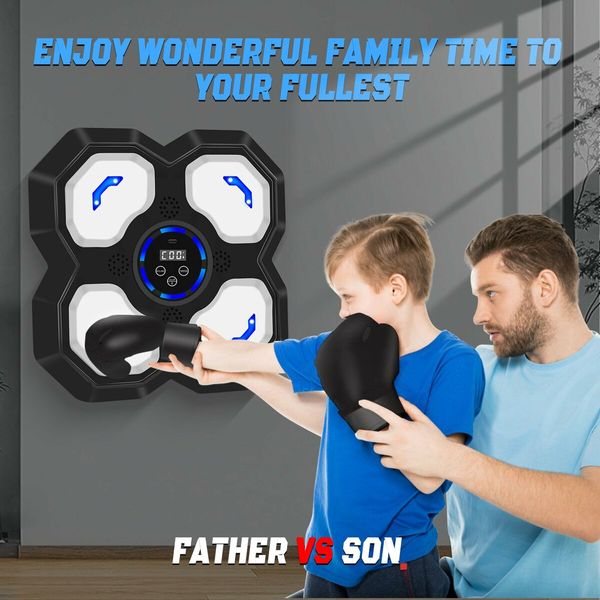 Music Boxing Machine,Smart Bluetooth Trainer Equipment with Gloves,Wall-Mounted Boxing Music Workout Machine,LED Electronic Focus Training