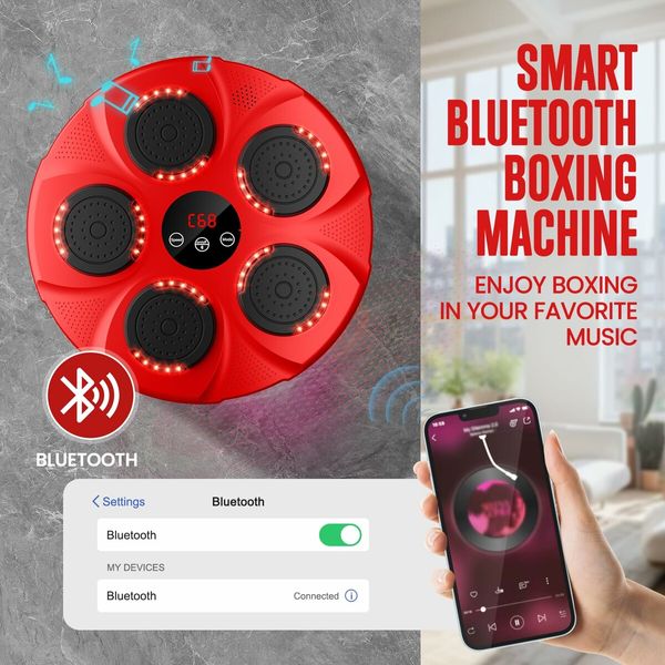 Music Boxing Machine,Smart Bluetooth Boxing Machine Wall Mounted,Boxing Music Workout Machine with Boxing Gloves