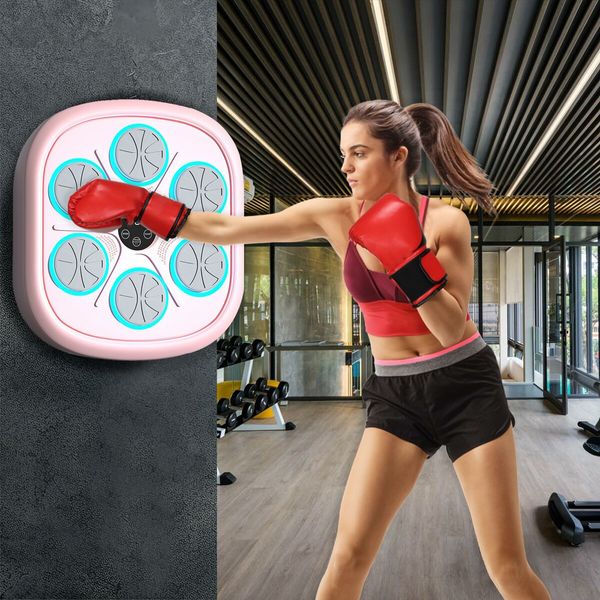 Pink Music Boxing Machine,9 Speeds and 9 Modes,with Boxing Gloves,for Home Indoor Exercise Boxing Machine