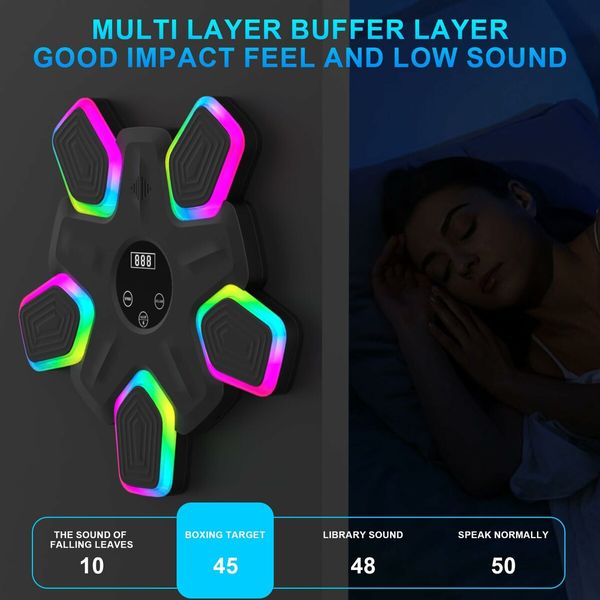 Music Boxing Machine,Intelligent Musical Punching Workout Trainer with 7 LED Color,Boxing Gloves, Smart Bluetooth,Agile Digital System and Wall-Mounted