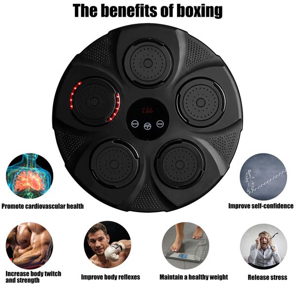 Music Boxing Machine,Smart Bluetooth Interactive Wall Mounted Punching Trainer with Gloves,Home Workout and Agility Training Equipment