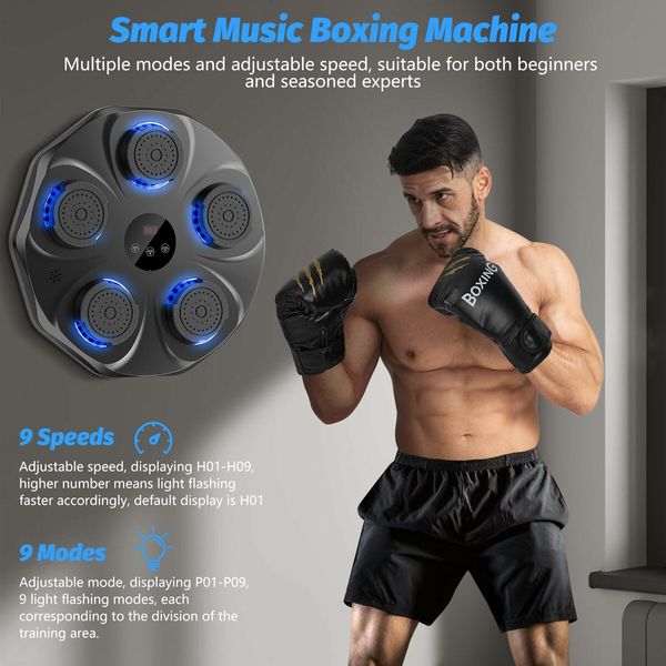 Music Boxing Machine with Boxing Gloves,Wall Mounted Smart Bluetooth Music Boxing Trainer,Electronic Boxing Target Workout Punching Equipment