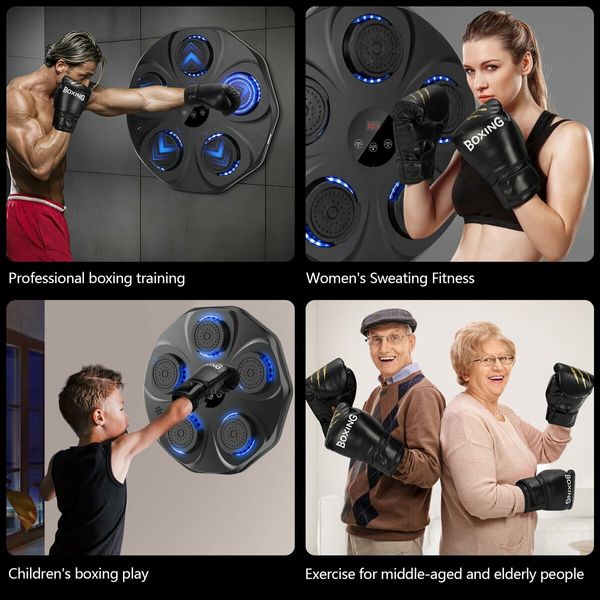 Music Boxing Machine with Boxing Gloves,Wall Mounted Smart Bluetooth Music Boxing Trainer,Electronic Boxing Target Workout Punching Equipment