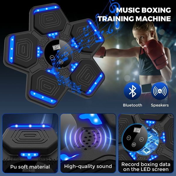 Music Boxing Machine with Boxing Gloves,Smart Bluetooth Boxing Machine with LED Electronic Wall Mounted,Music Boxing Target Workout Punching Equipment