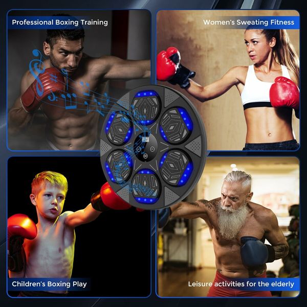 Music Boxing Machine,Home Wall-Mounted Training Gear with Gloves,Boxing Training Punching Equipment with Blutooth,Fitness and Reflex Improvement