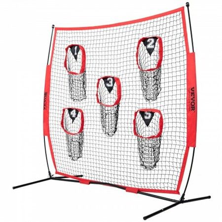 7 x 7 ft Football Trainer Throwing Net Training Throwing Target Practice Net with 5 Target Pockets Knotless Net Includes Bow Frame and Portable Carry Case