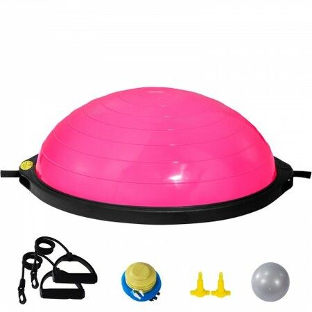 Half Exercise Ball Trainer 26 inch Balance Ball Trainer 1500lbs Capacity Stability Ball Yoga Ball with Resistance Bands & Foot Pump Strength Fitness Ball