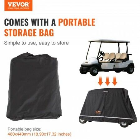 4 Passenger Golf Cart Cover 600D Polyester Waterproof Cover Universal Fits