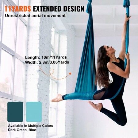 Aerial Silk & Yoga Swing 10 m Length Aerial Yoga Hammock Kit with 100gsm Nylon Fabric Full Rigging Hardware & Easy Set-up Guide Antigravity Flying