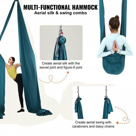 Aerial Silk & Yoga Swing 10 m Length Aerial Yoga Hammock Kit with 100gsm Nylon Fabric Full Rigging Hardware & Easy Set-up Guide Antigravity Flying