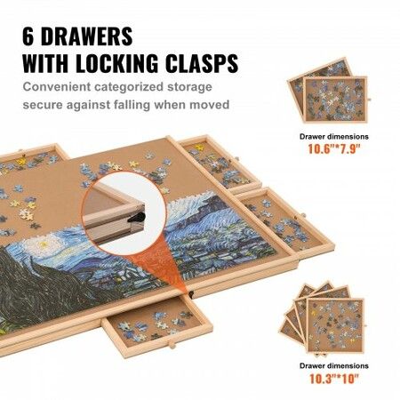 1000 Piece Puzzle Board with 6 Drawers and Cover Rotating Wooden Jigsaw Puzzle Plateau Portable Puzzle Accessories Puzzle Organizer & Puzzle Storage