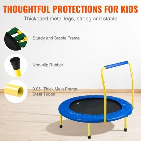 3FT Trampoline for Kids 92 cm Trampolines Indoor/Outdoor Trampoline for Toddlers Foldable Mini Baby Trampoline with Foam Handle Recreational Trampoline