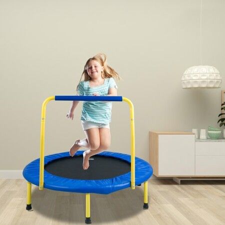 3FT Trampoline for Kids 92 cm Trampolines Indoor/Outdoor Trampoline for Toddlers Foldable Mini Baby Trampoline with Foam Handle Recreational Trampoline