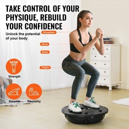 Half Exercise Ball Trainer 23 inch Balance Ball Trainer 660 lbs Capacity Stability Ball Yoga Ball with Resistance Bands and Pump Strength Fitness Ball