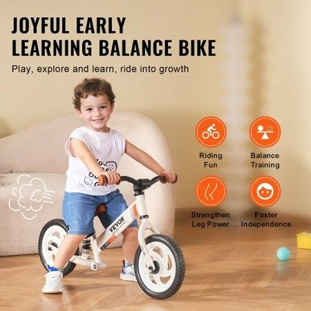 Toddler Balance Bike Carbon Steel Balance Bicycle for Kids with Adjustable Seat & Handlebar 12" EVA Foam Tires No Pedal Balance Bicycle Gift