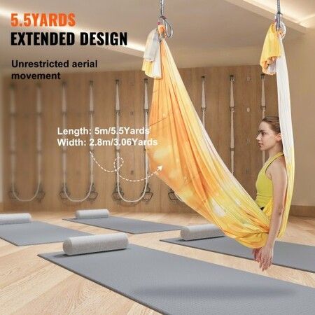 Aerial Yoga Hammock & Swing 5 m Length Aerial Yoga Starter Kit with 100gsm Nylon Fabric Full Rigging Hardware & Easy Set-up Guide Antigravity Flying