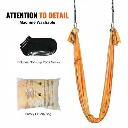 Aerial Yoga Hammock & Swing 5 m Length Aerial Yoga Starter Kit with 100gsm Nylon Fabric Full Rigging Hardware & Easy Set-up Guide Antigravity Flying