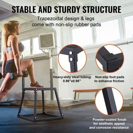 Plyometric Jump Box 18 Inch Plyo Box Steel Plyometric Platform and Jumping Agility Box Anti-Slip Fitness Exercise Step Up Box for Home Gym Training