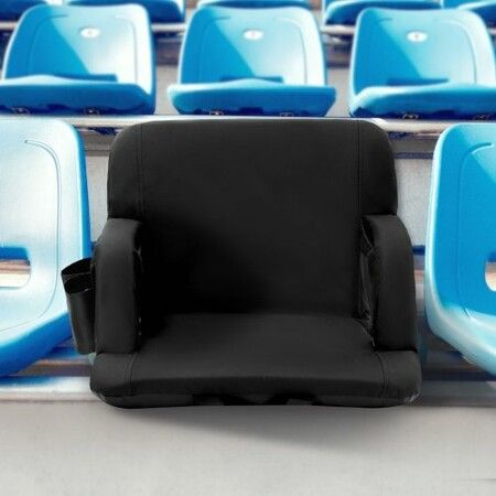 Stadium Seat with Back Support Wide Bleacher Seat Back Folding Padded Cushion Stadium Chair Portable Reclining Chair with Hook Pocket Cupholder Ideal