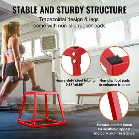 Plyometric Jump Box 18 Inch Plyo Box Steel Plyometric Platform and Jumping Agility Box Anti-Slip Fitness Exercise Step Up Box for Home Gym Training