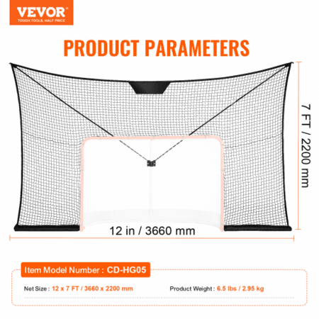 Hockey Goal Backstop Net Street Hockey Sport Target Netting Outdoor 12x7FT