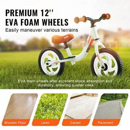 Toddler Balance Bike Lightweight Aluminum Alloy Balance Bicycle for Kids with Adjustable Seat & Handlebar 12" EVA Foam Tires No Pedal Kids Bicycle Gift