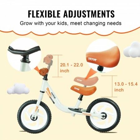 Toddler Balance Bike Lightweight Aluminum Alloy Balance Bicycle for Kids with Adjustable Seat & Handlebar 12" EVA Foam Tires No Pedal Kids Bicycle Gift