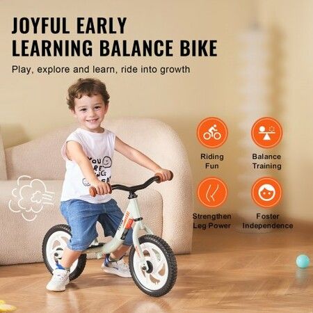 Toddler Balance Bike Lightweight Aluminum Alloy Balance Bicycle for Kids with Adjustable Seat & Handlebar 12" EVA Foam Tires No Pedal Kids Bicycle Gift