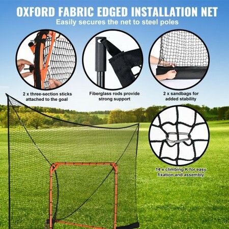 Hockey and Lacrosse Goal Backstop with Extended Coverage 12'x9' Lacrosse Net Complete Accessories Training Net Quick Easy Setup Backyard Lacrosse Equipment