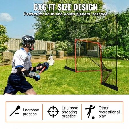 Hockey and Lacrosse Goal Backstop with Extended Coverage 12'x9' Lacrosse Net Complete Accessories Training Net Quick Easy Setup Backyard Lacrosse Equipment