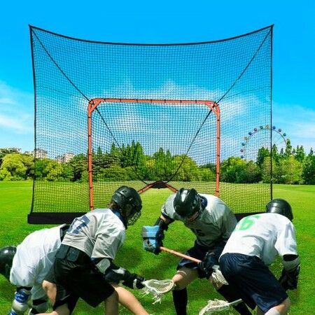 Hockey and Lacrosse Goal Backstop with Extended Coverage 12'x9' Lacrosse Net Complete Accessories Training Net Quick Easy Setup Backyard Lacrosse Equipment