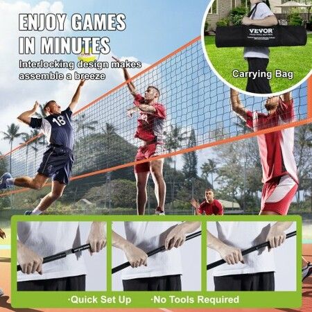 4-Way Volleyball Net Adjustable Height Badminton Net Set for Backyard Beach Lawn Outdoor Portable Volleyball Net with Carrying Bag 4 Square Quick Assemble