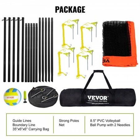 4-Way Volleyball Net Adjustable Height Badminton Net Set for Backyard Beach Lawn Outdoor Portable Volleyball Net with Carrying Bag 4 Square Quick Assemble