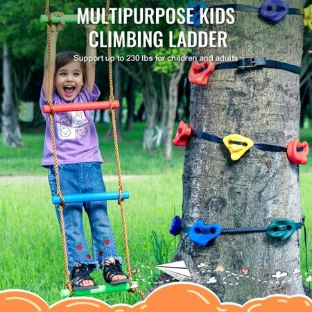 Ninja Tree Climbing Kit 12 Climbing Holds 6 Ratchet Straps Climbing Ladder