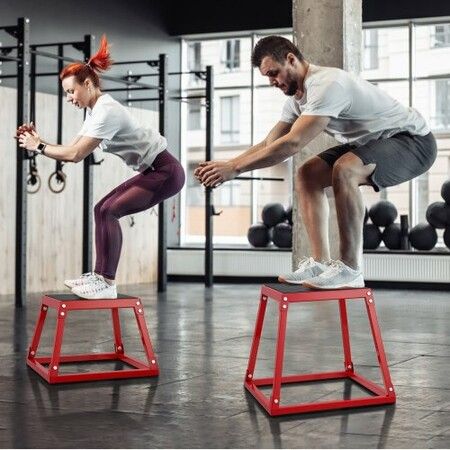 Plyometric Jump Box 12 Inch Plyo Box Steel Plyometric Platform and Jumping Agility Box Anti-Slip Fitness Exercise Step Up Box for Home Gym Training