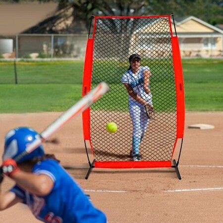 I Screen Baseball for Batting Cage 7x4 ft Baseball & Softball Safety Screen Body Protector Portable Batting Screen with Carry Bag & Ground Stakes Baseball