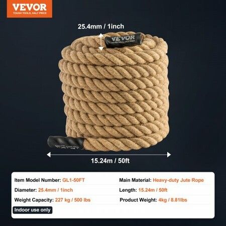 2.5cmx15m Gym Climbing Rope Fitness Strength Training Rope Home Exercise