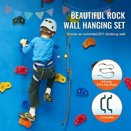 25 Rock Climbing Holds Climbing Rocks with Knotted Rope Handles Hardware