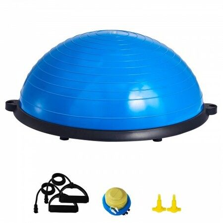 Half Exercise Ball Trainer 23 inch Balance Ball Trainer 660lbs Capacity Stability Ball Yoga Ball with Resistance Bands & Foot Pump Strength Fitness Ball