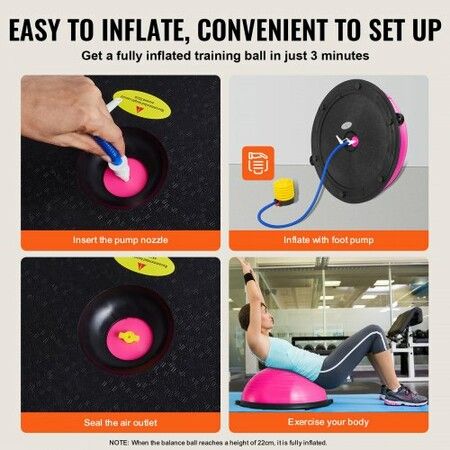 Half Exercise Ball Trainer 23 inch Balance Ball Trainer 660lbs Capacity Stability Ball Yoga Ball with Resistance Bands & Foot Pump Strength Fitness Ball