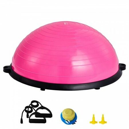 Half Exercise Ball Trainer 23 inch Balance Ball Trainer 660lbs Capacity Stability Ball Yoga Ball with Resistance Bands & Foot Pump Strength Fitness Ball