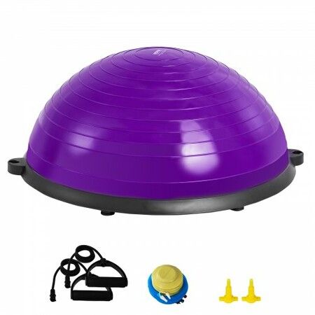 Half Exercise Ball Trainer 23inch Balance Ball Trainer 660lbs Stability Ball Yoga Ball with Resistance Bands & Foot Pump Strength Fitness Ball for Home Gym