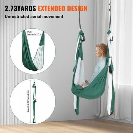 Aerial Yoga Swing Set 2.5 m Length Yoga Hammock Hanging Swing Aerial Sling Inversion Fly Kit Trapeze Inversion Equipment with Ceiling Mount Accessories